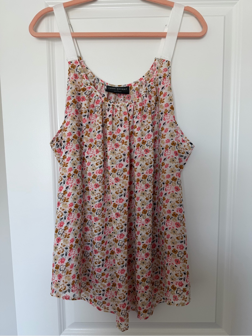 Lane Bryant Pink Floral Camisole with White Straps NWT